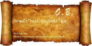 Ormándi Bozsóka névjegykártya